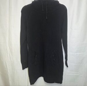 American Giant Black Long Sleeve Hoodie Dress w/ Pockets Thumb-hole Cuffs Sz Sm